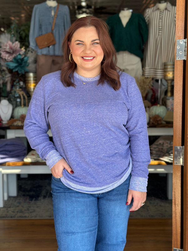 Purple Heathered Lightweight Sweatshirt - Themasonboutique