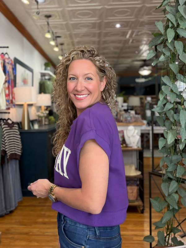 Purple + White Gameday Boxy Top