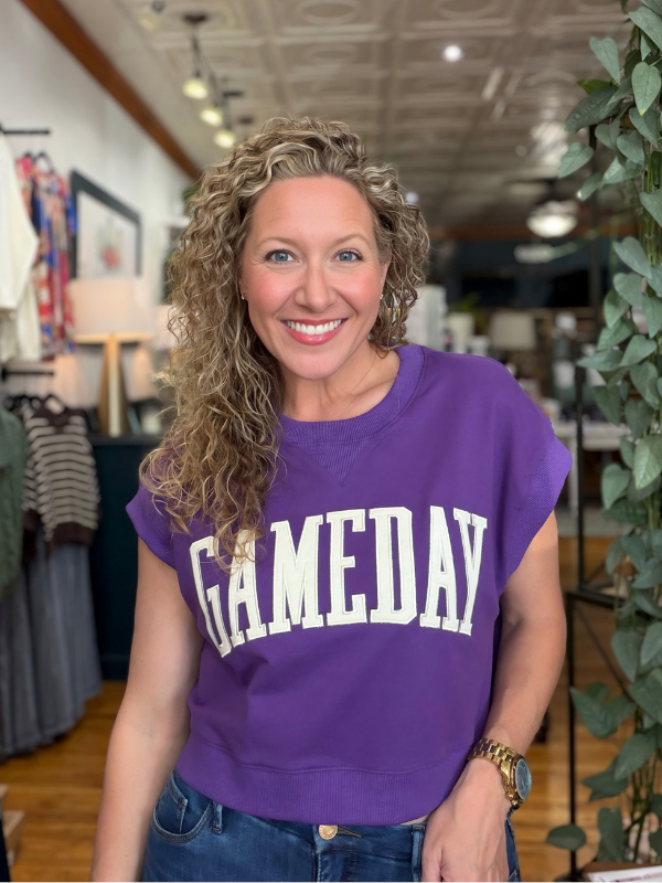 Purple + White Gameday Boxy Top