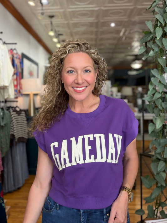 Purple + White Gameday Boxy Top