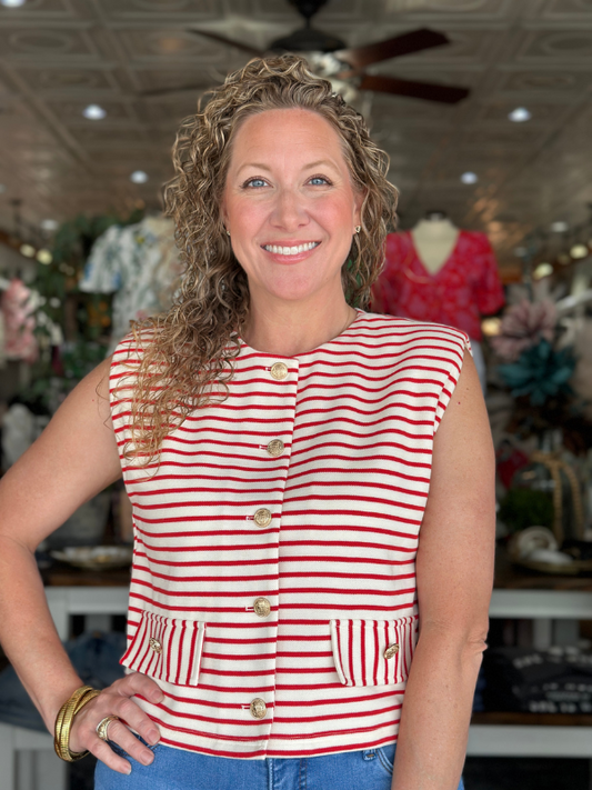 Red Striped Sleeveless Top