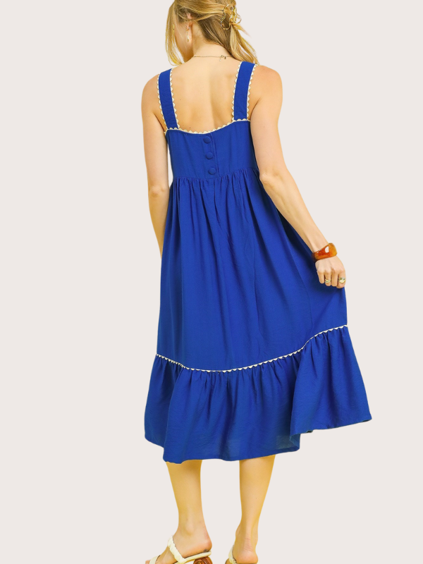 Royal Embroidered Midi Dress