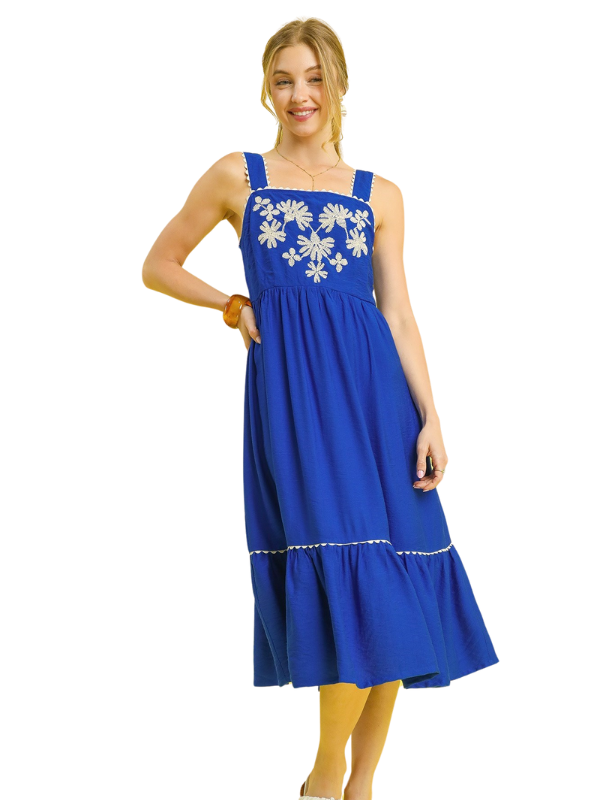 Royal Embroidered Midi Dress