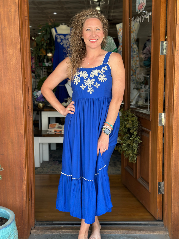 Royal Embroidered Midi Dress