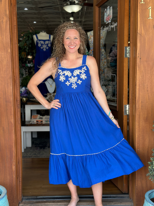 Royal Embroidered Midi Dress