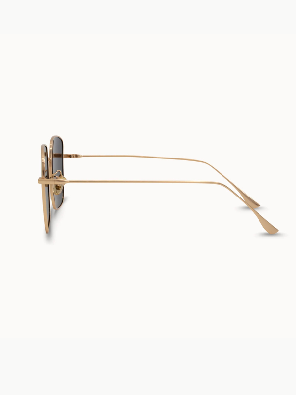 Gold-framed sunglasses on a white background