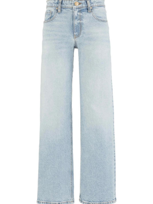 Light blue jeans on a white background