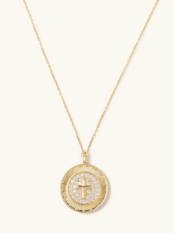 Shimmering Cross Coin Adjustable Necklace - Themasonboutique