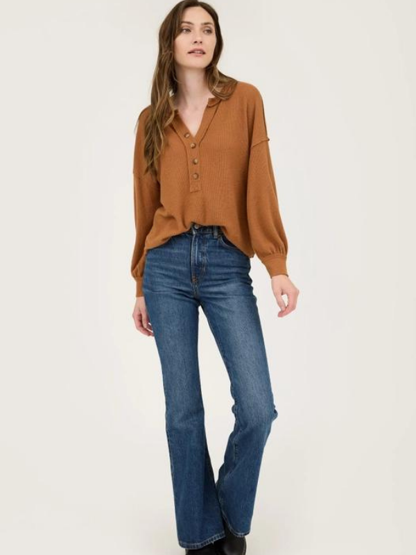 Sienna Half Button Knit Top - Themasonboutique