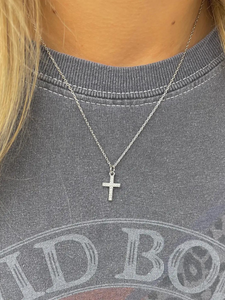 Silver Crystal Cross Necklace- Waterproof - Themasonboutique