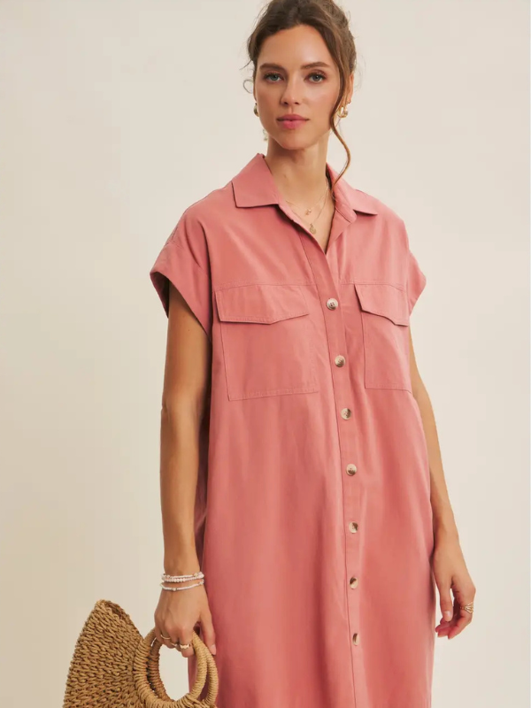 woman wearing rose dress