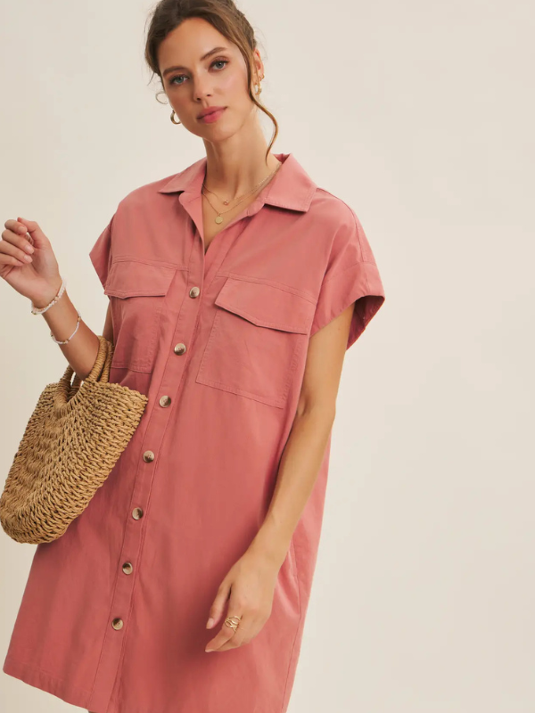 woman wearing rose dress