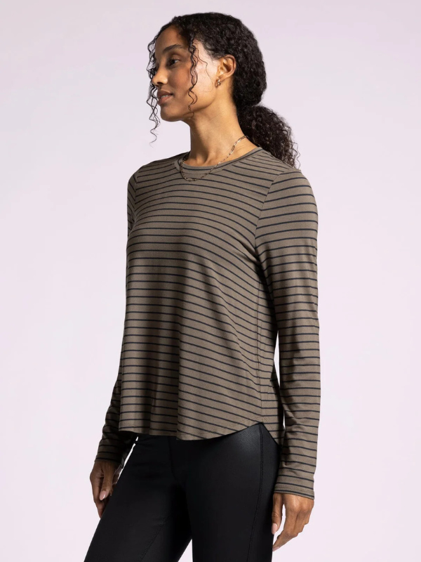 Stassia Top - Olive Black Stripe