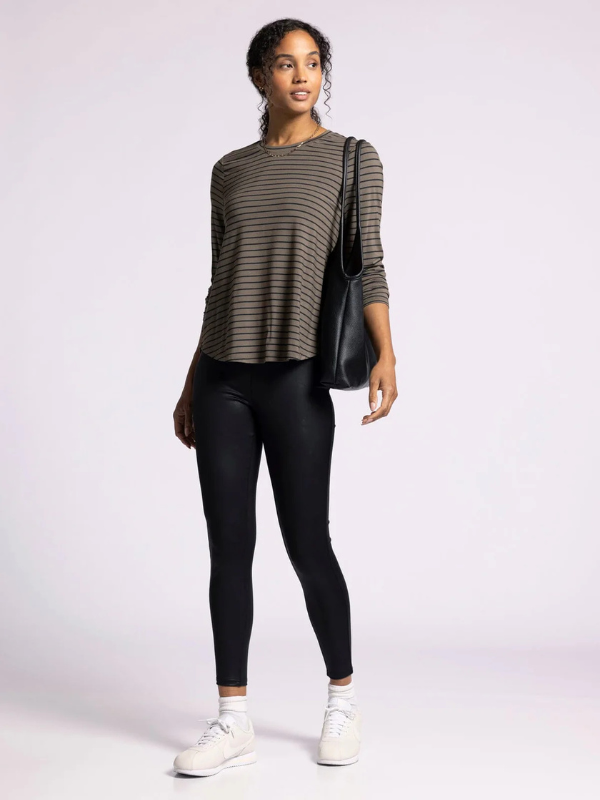 Stassia Top - Olive Black Stripe