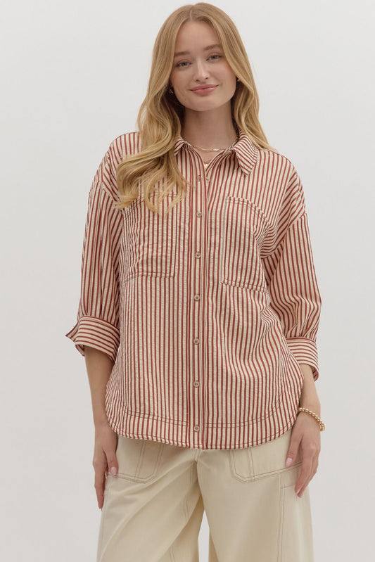 Stripe Double Pockets Top
