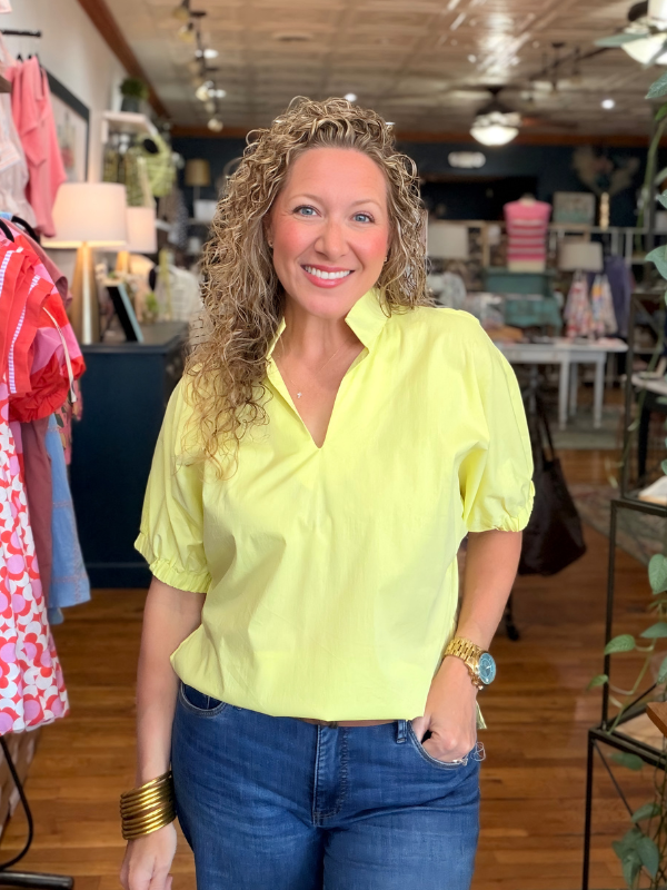 Sunny Yellow V-Neck Top - Themasonboutique