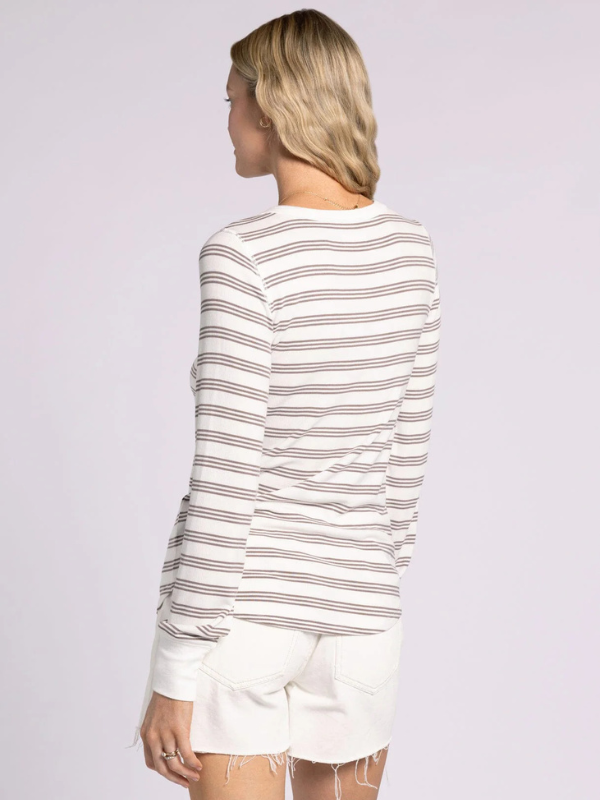 Taupe & White Striped Stacy Top