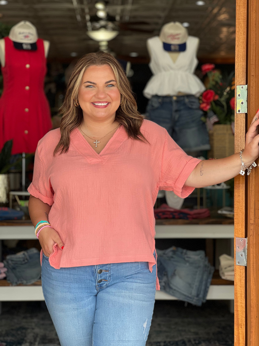 Trudie Top - Coral