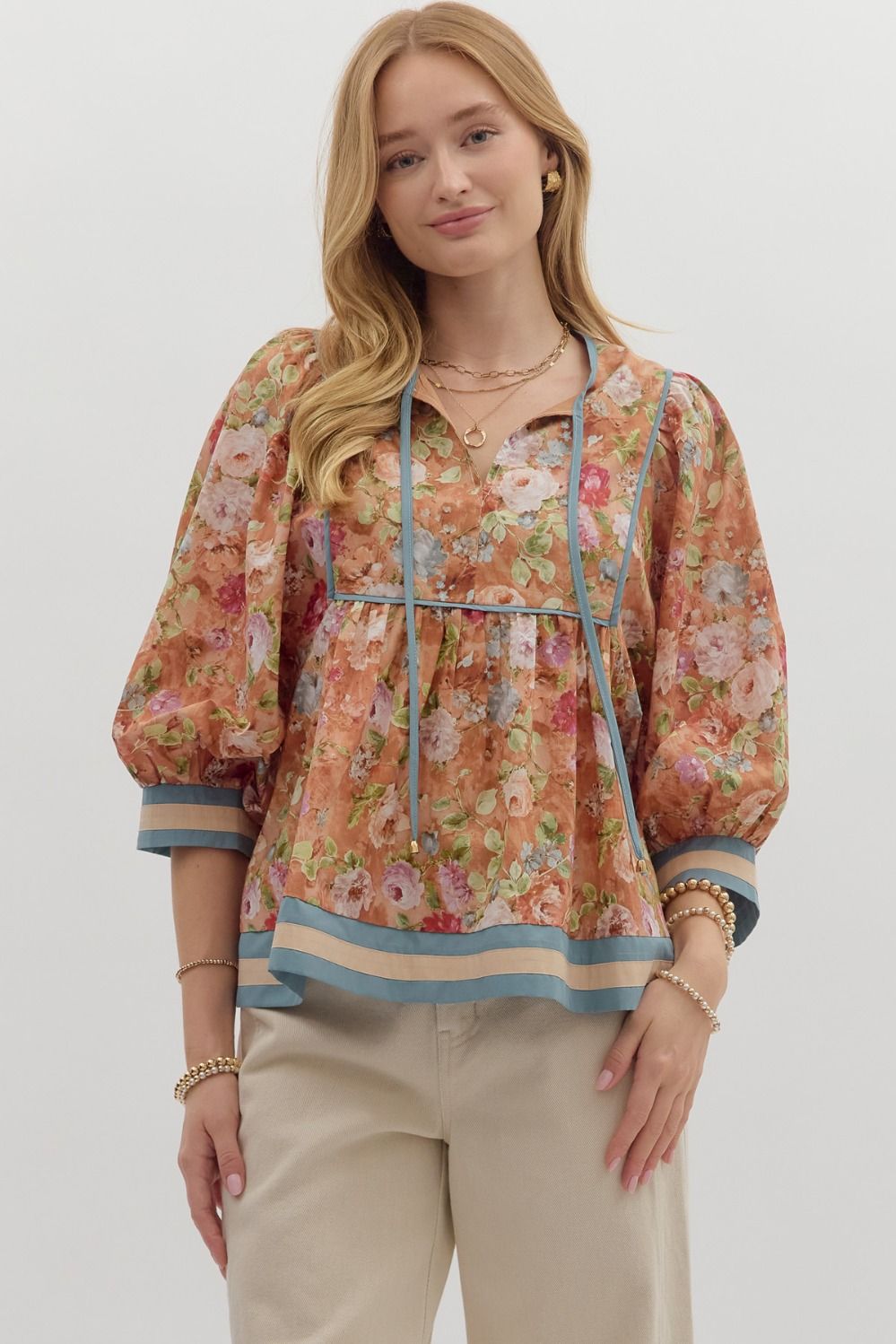 Vintage Floral Empire Waist Top