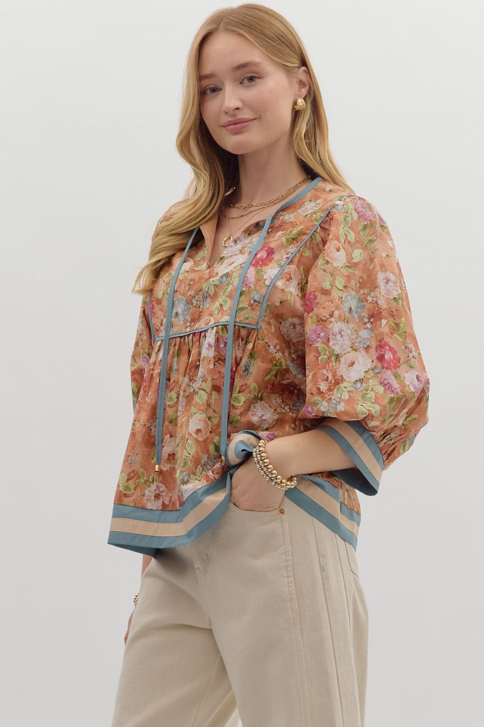 Vintage Floral Empire Waist Top