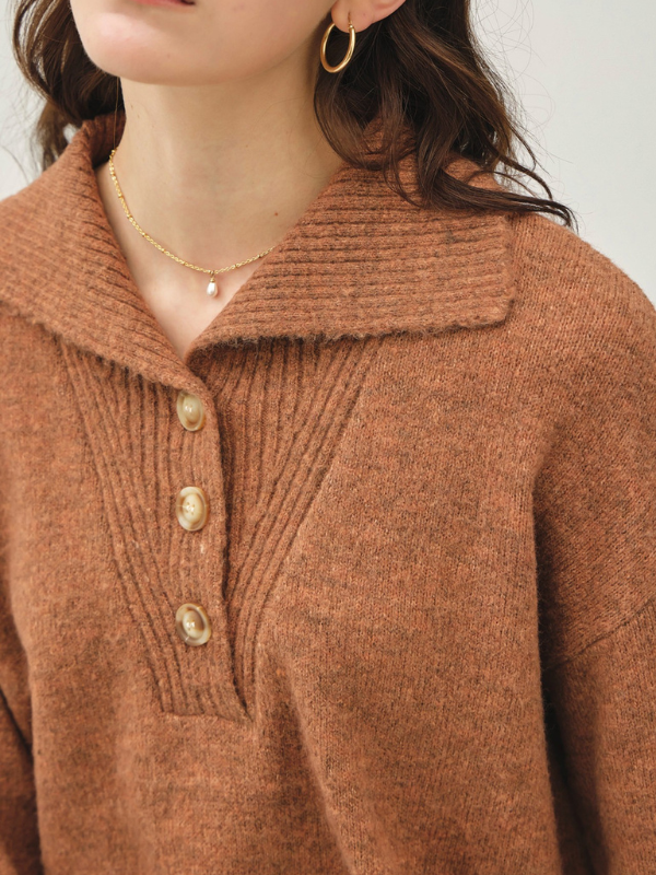 Warm Brown Wide Collar Sweater