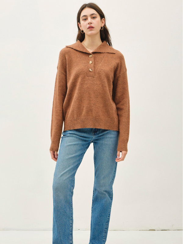 Warm Brown Wide Collar Sweater