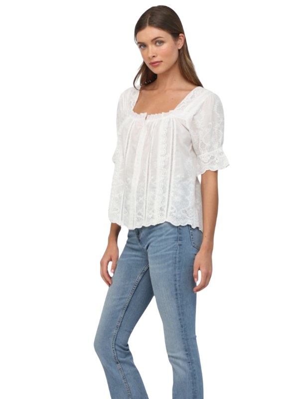 White Eyelet Embroidered Top