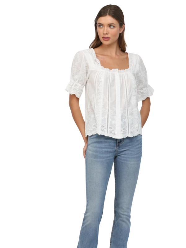 White Eyelet Embroidered Top
