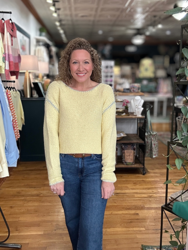 Yellow Stitch Detail Lightweight Sweater - Themasonboutique